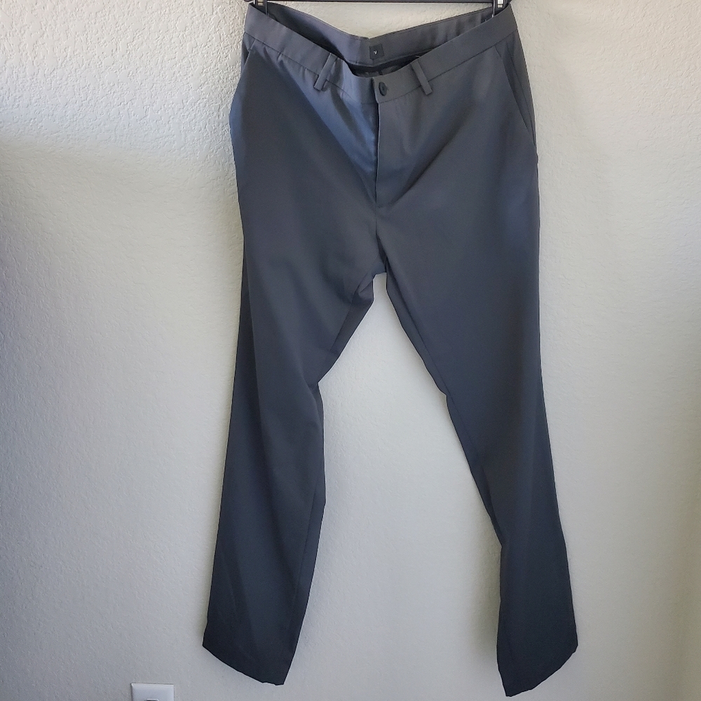 Theory grey mid rise straight leg dress pants